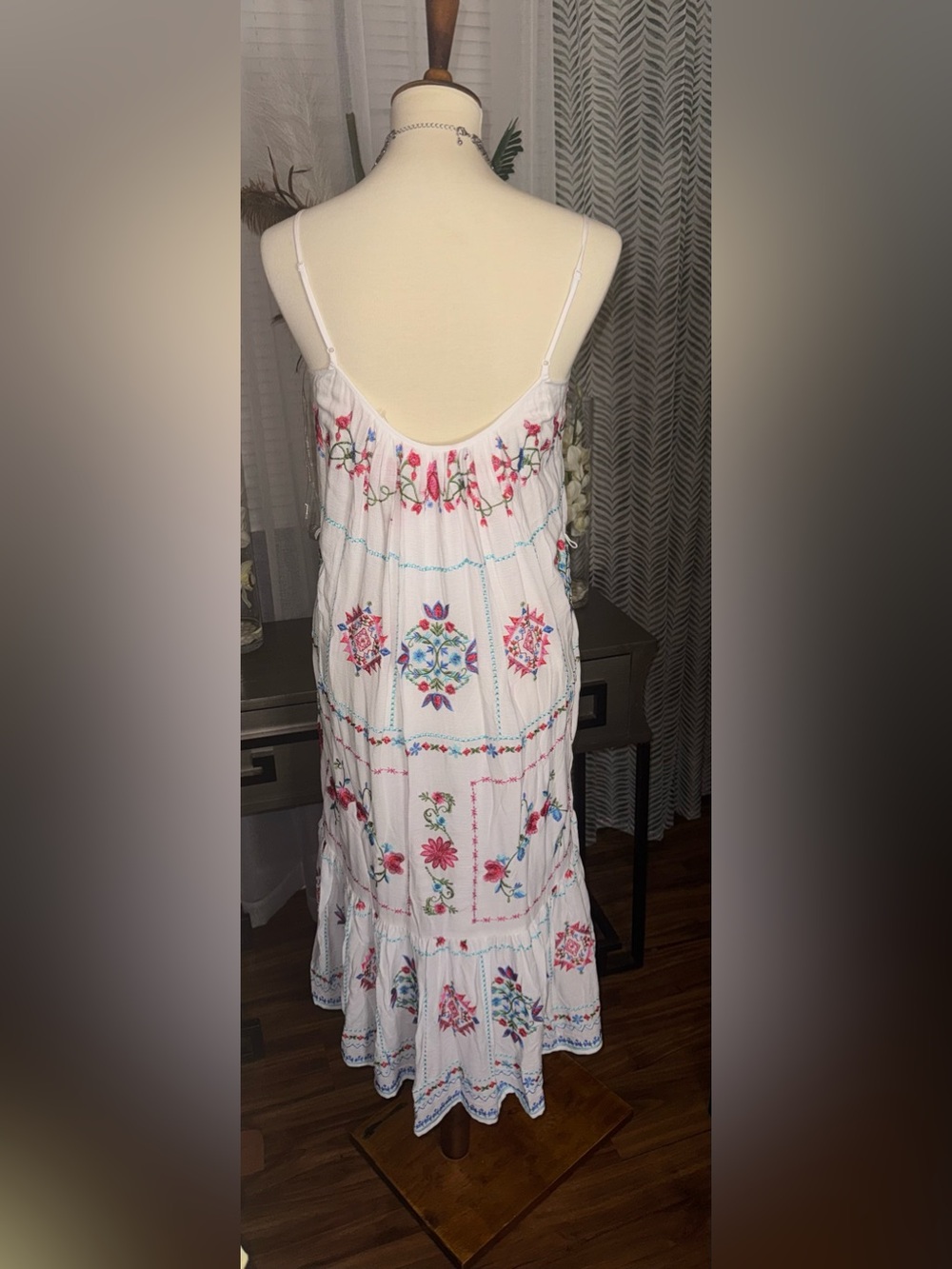 Hale Bob White Maxi Dress with Pink & Blue Embroidery - Picture 2 of 13